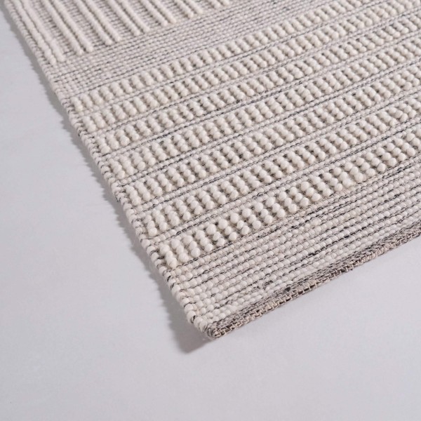 Tapis en laine 140x200 cm, blanc noir - Wola