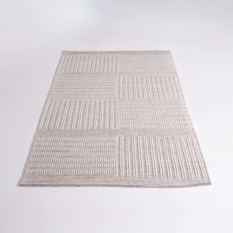 Tapis en laine 140x200 cm, blanc noir - Wola