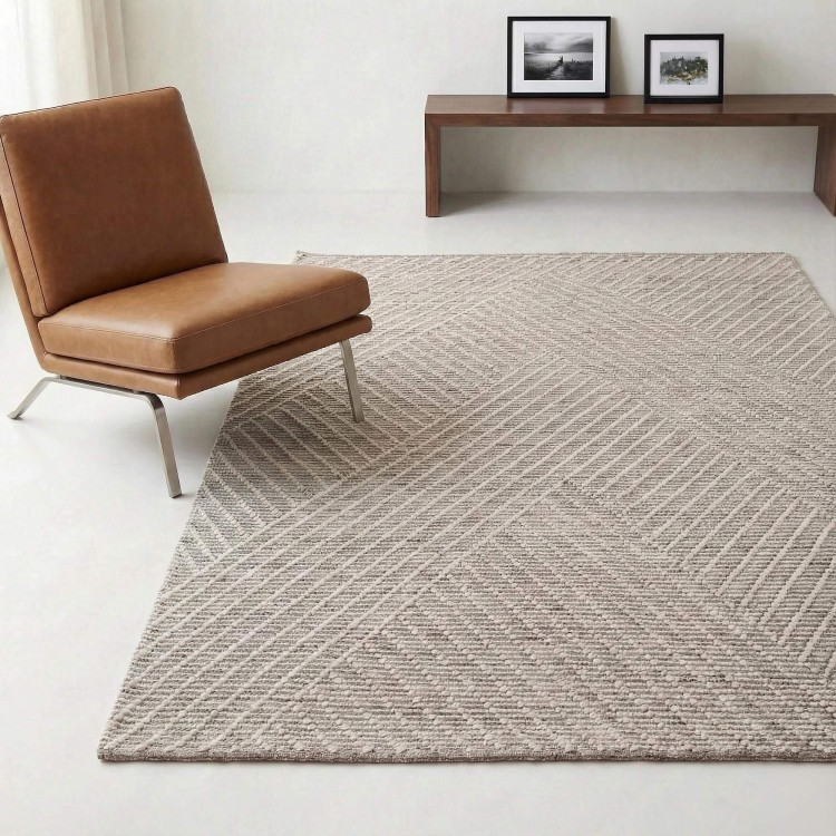 Tapis en laine 140x200 cm, blanc noir - Arvo