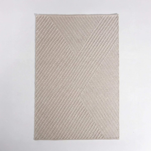 Tapis en laine 140x200 cm, blanc beige - Arvo