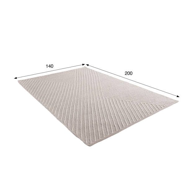 Tapis en laine 140x200 cm, blanc beige - Arvo