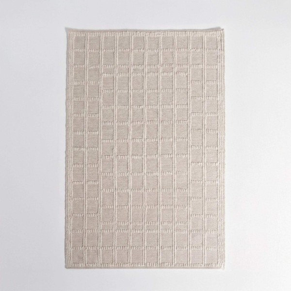 Tapis en laine 140x200 cm, blanc beige - Silva