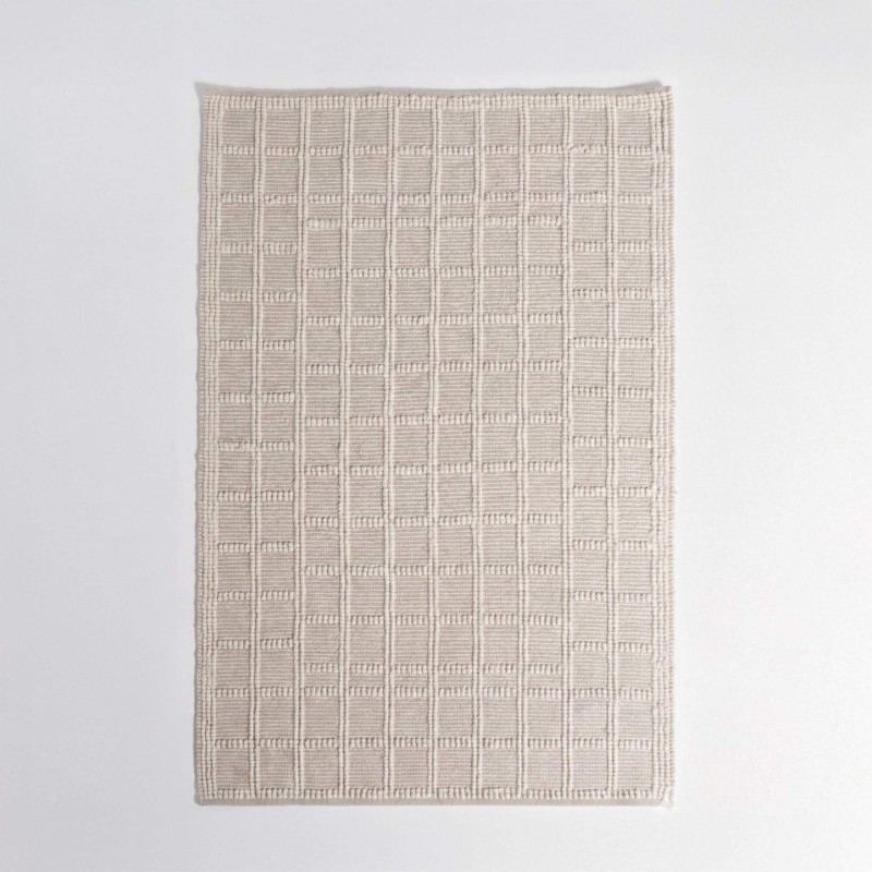 Tapis en laine 140x200 cm, blanc beige - Silva
