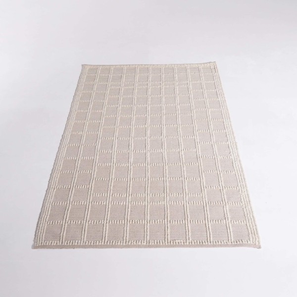 Tapis en laine 140x200 cm, blanc beige - Silva