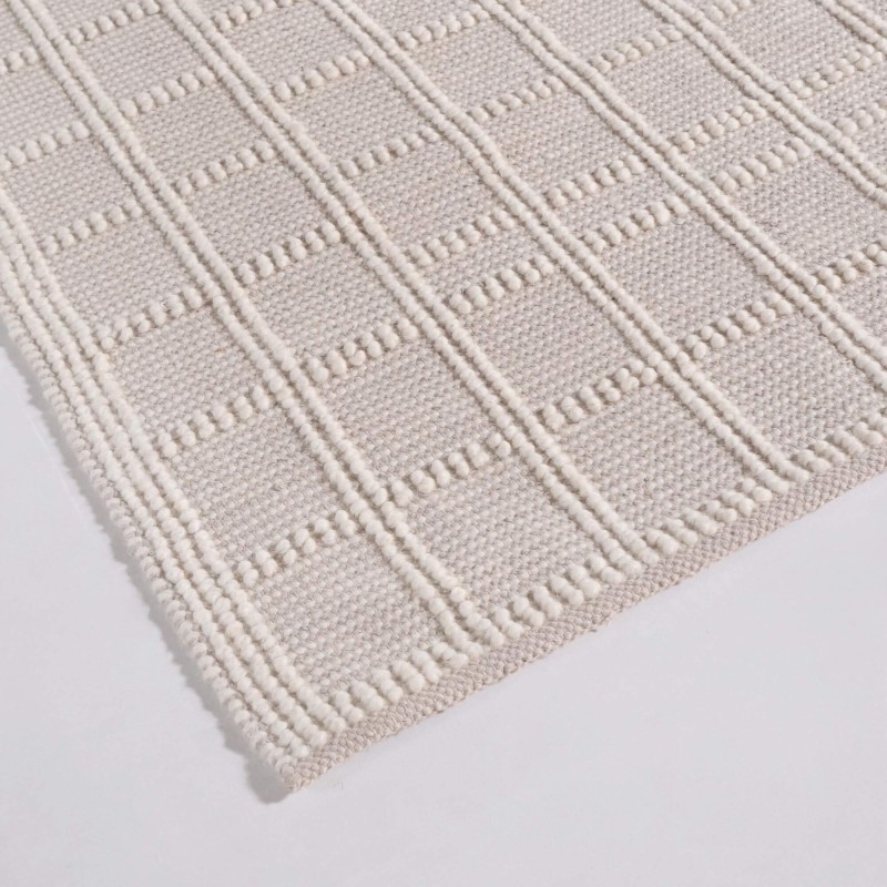 Tapis en laine 140x200 cm, blanc beige - Silva