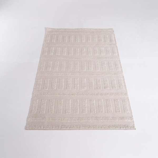 Tapis en laine 140x200 cm, blanc beige - Vela