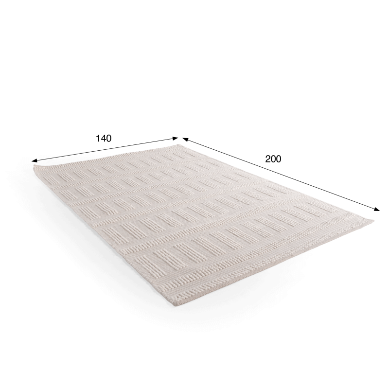 Tapis en laine 140x200 cm, blanc beige - Vela