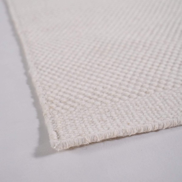 Tapis en laine et coton 160x230 cm, blanc - Elowen