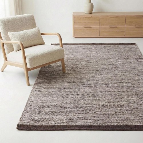 Tapis en laine et coton 140x200 cm, brun - Elowen