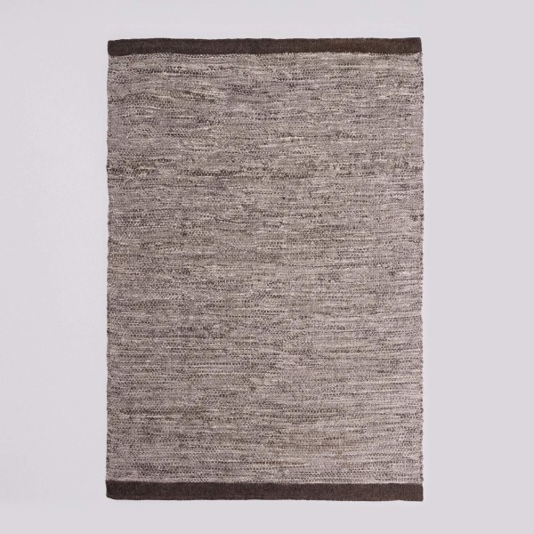 Tapis en laine et coton 140x200 cm, brun - Elowen