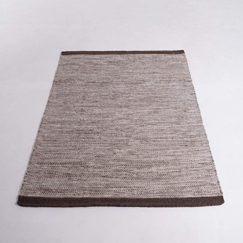 Tapis en laine et coton 160x230 cm, brun - Elowen