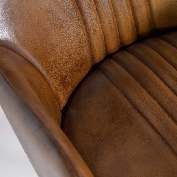 Chaise en cuir véritable avec pied en métal - Edison