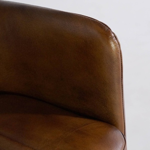 Chaise en cuir véritable avec pied en métal - Edison