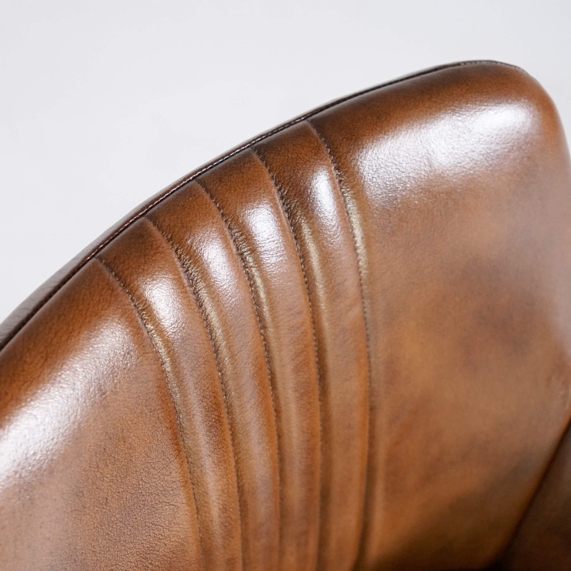 Chaise en cuir véritable avec pied en métal - Edison