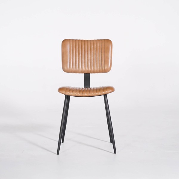 Chaise en cuir véritable avec pieds en métal - Marlow