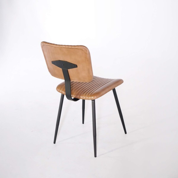 Chaise en cuir véritable avec pieds en métal - Marlow