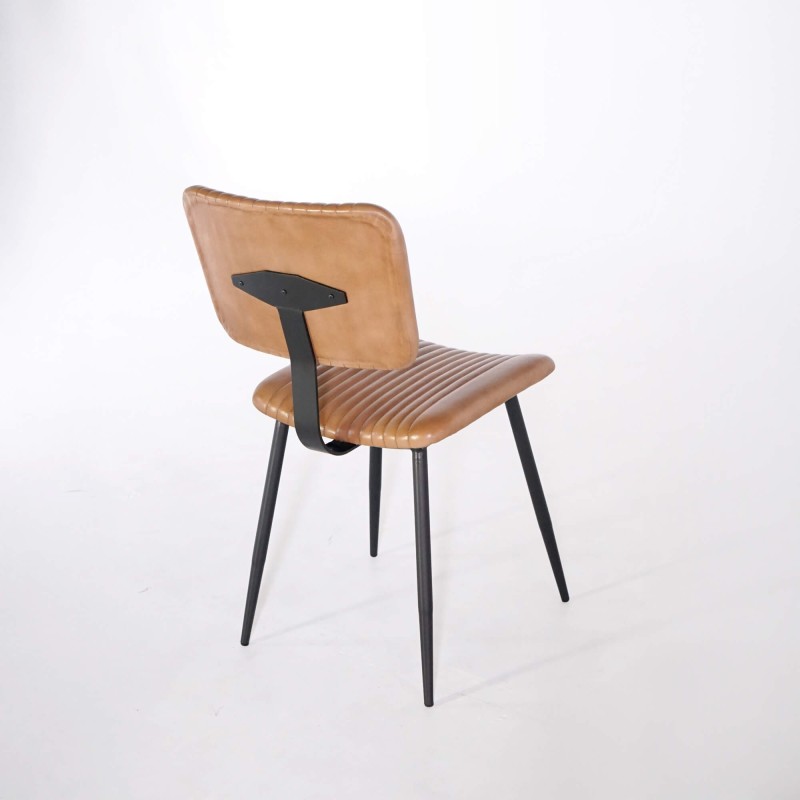 Chaise en cuir véritable avec pieds en métal - Marlow