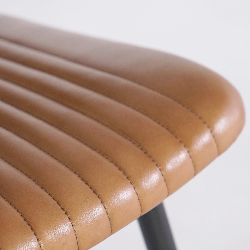 Chaise en cuir véritable avec pieds en métal - Marlow
