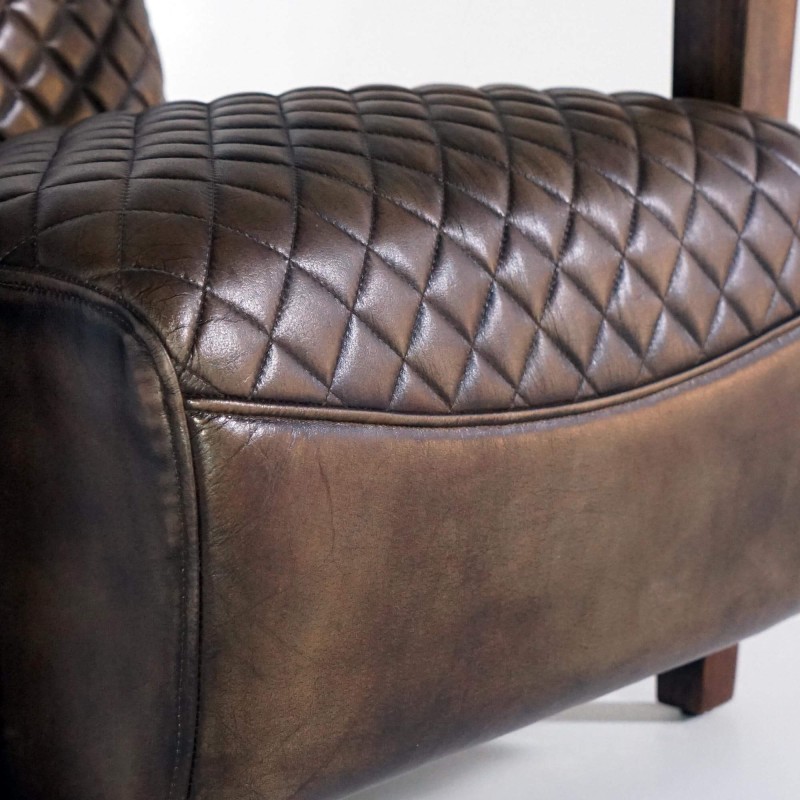 Fauteuil vintage en cuir marron véritable - Graham