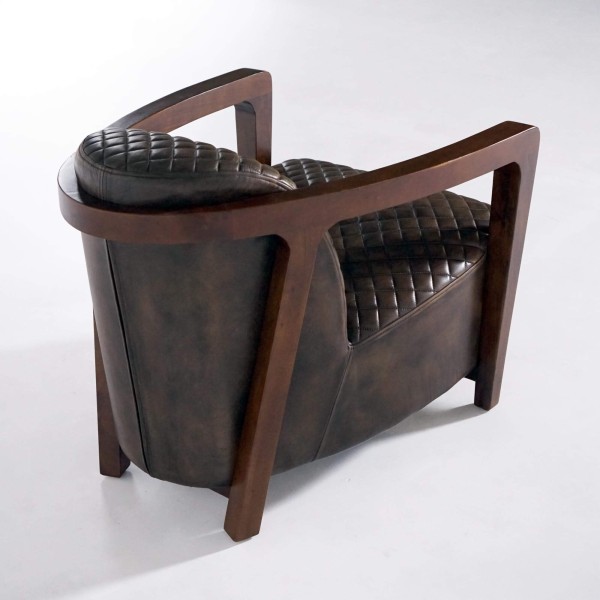 Fauteuil vintage en cuir marron véritable - Graham