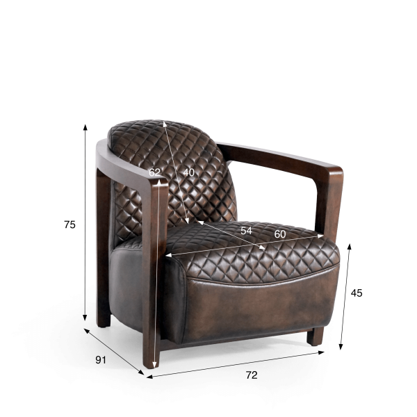 Fauteuil vintage en cuir marron véritable - Graham