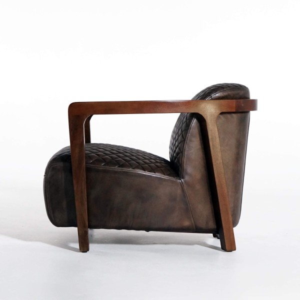 Fauteuil vintage en cuir marron véritable - Graham
