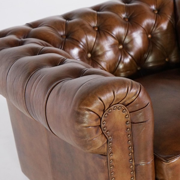 Fauteuil Chesterfield en cuir véritable - Edward