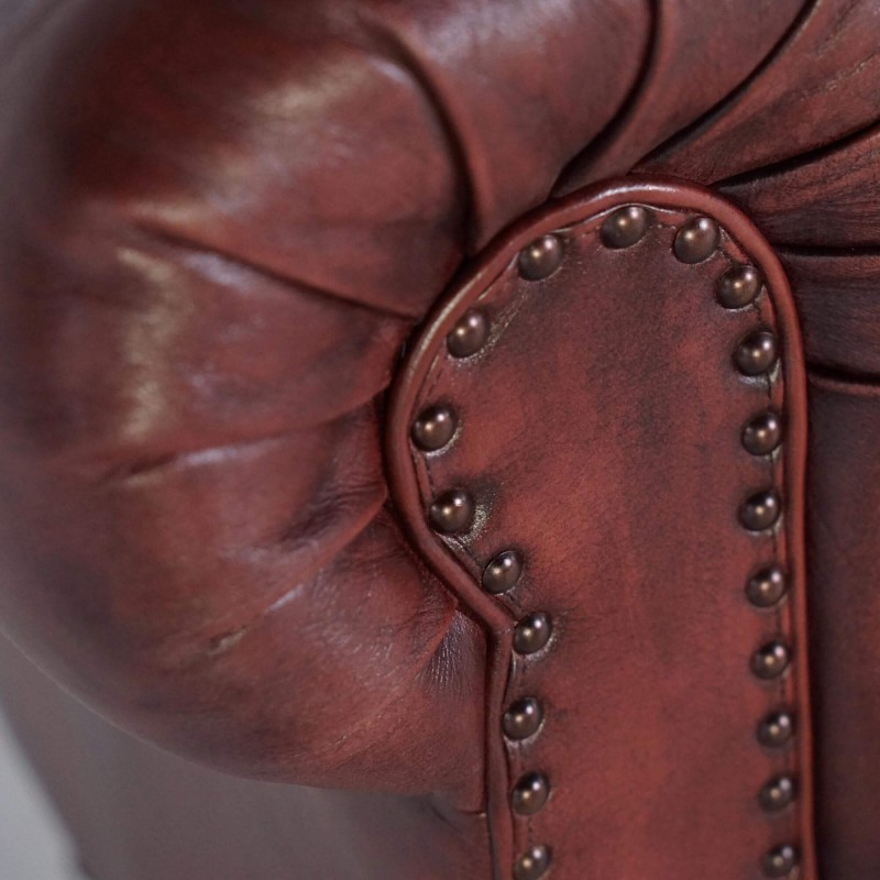 Fauteuil Chesterfield en cuir véritable - Edward