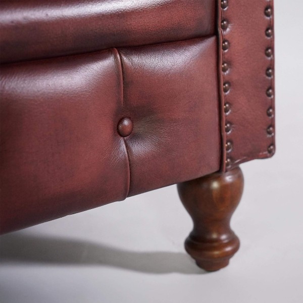 Fauteuil Chesterfield en cuir véritable - Edward