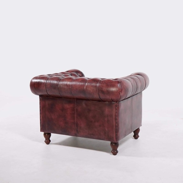 Fauteuil Chesterfield en cuir véritable - Edward