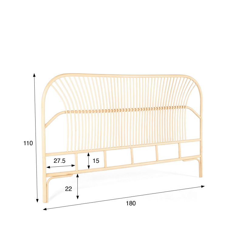Tête de lit en rotin (osier) 180 cm - Paloma