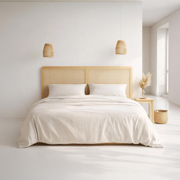 Tête de lit en bois massif de mindi et cannage 160 cm - Bahia