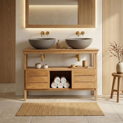 Meuble sous vasque en teck...