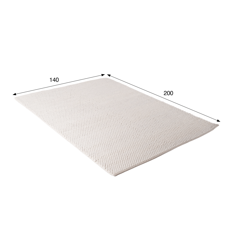 Tapis en laine et coton 140x200 cm, blanc - Tessa