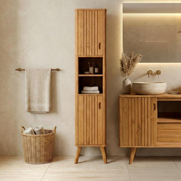 Colonne de salle de bain en teck massif - Neha