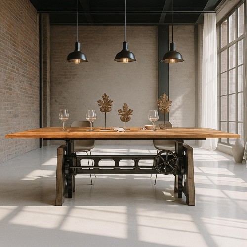 Table de salle à manger  industrielle réhaussable 220 cm