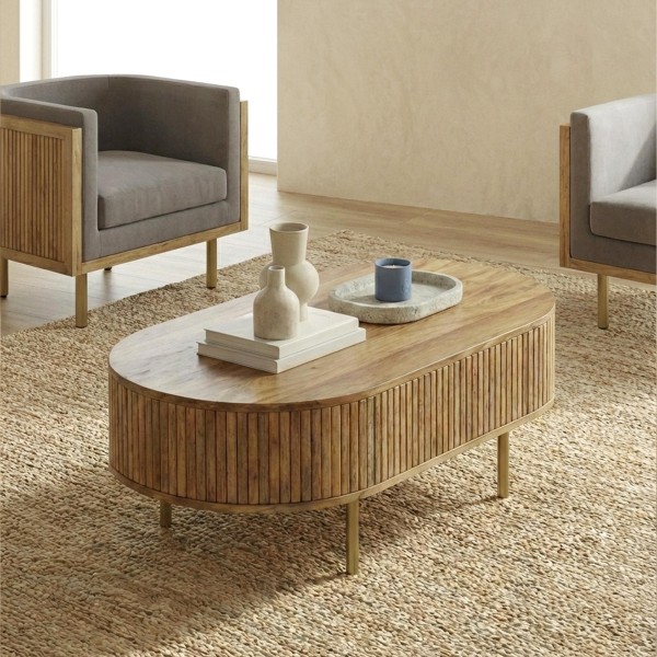 Table basse en bois massif avec pieds en laiton - Umami