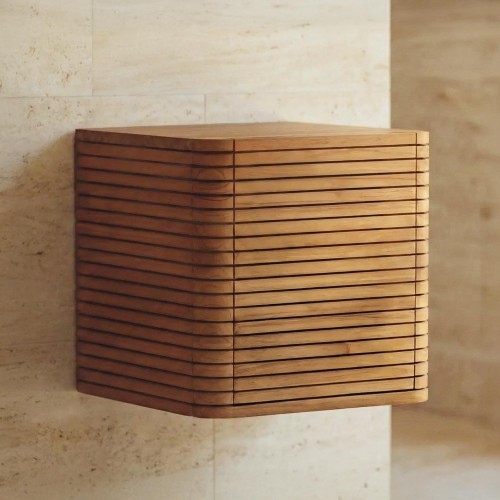 Meuble de salle de rangement suspendu en teck - Lattis