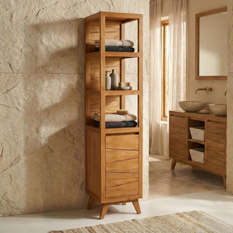 Colonne de salle de bain en teck massif - Meera