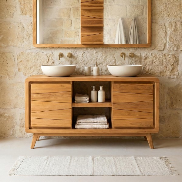 Meuble de salle de bain double vasques 140 cm - Sahar