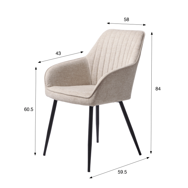 Chaise de salle à manger en tissu couleur sable - Nolan Stripe