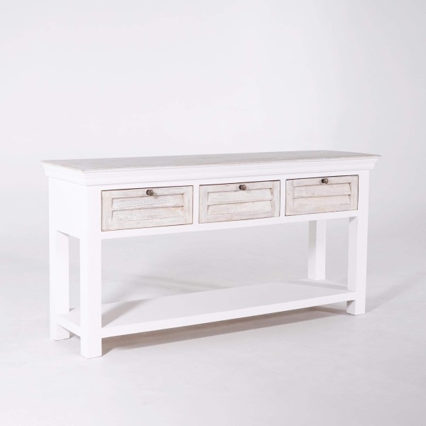 Console d'entrée en bois massif blanc - Sea side