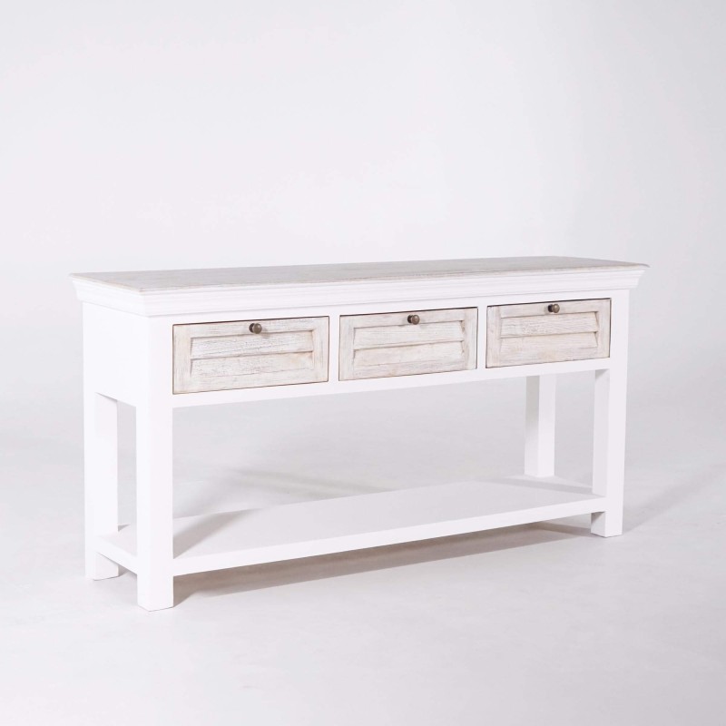 Console d'entrée en bois massif blanc - Sea side