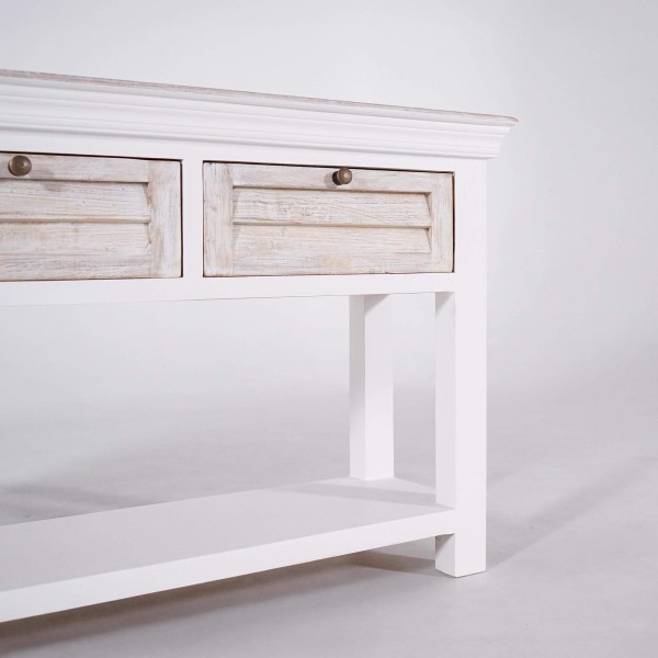 Console d'entrée en bois massif blanc - Sea side