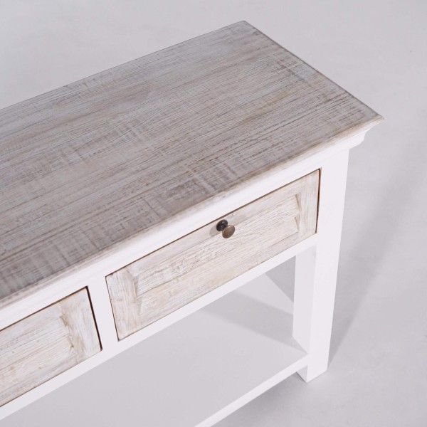 Console d'entrée en bois massif blanc - Sea side