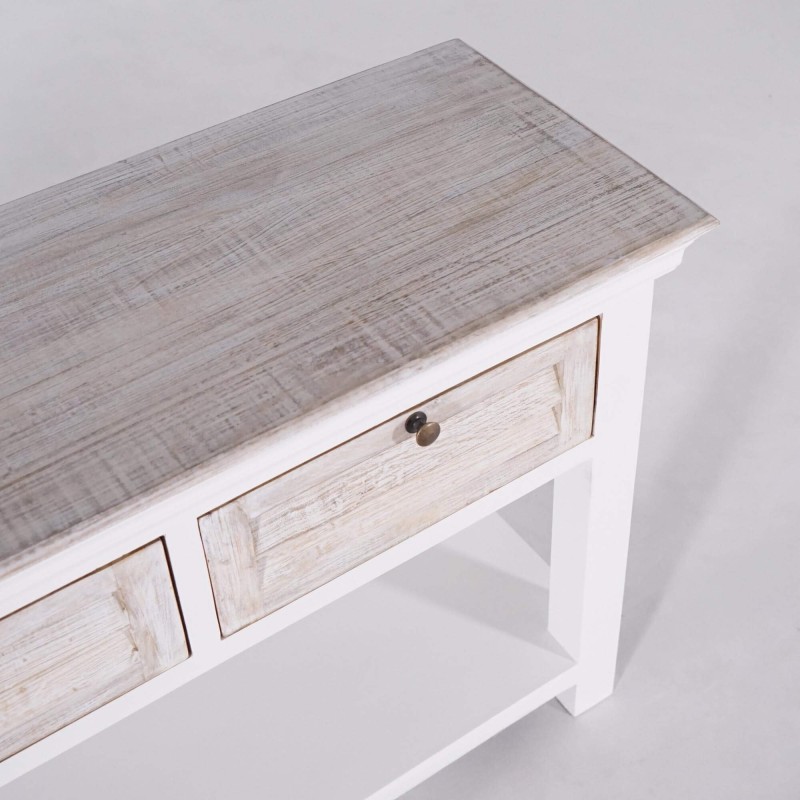 Console d'entrée en bois massif blanc - Sea side