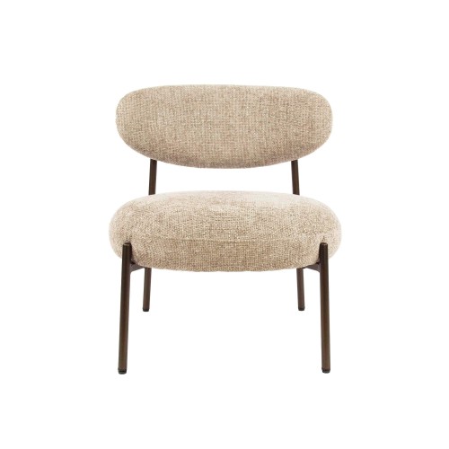 Fauteuil lounge de salon en tissu bouclette et pieds métal - Mellow