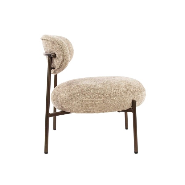 Fauteuil lounge de salon en tissu bouclette et pieds métal - Mellow