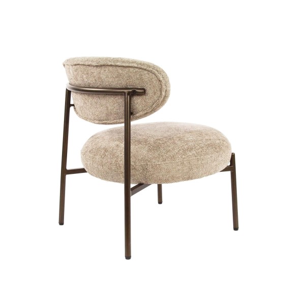 Fauteuil lounge de salon en tissu bouclette et pieds métal - Mellow