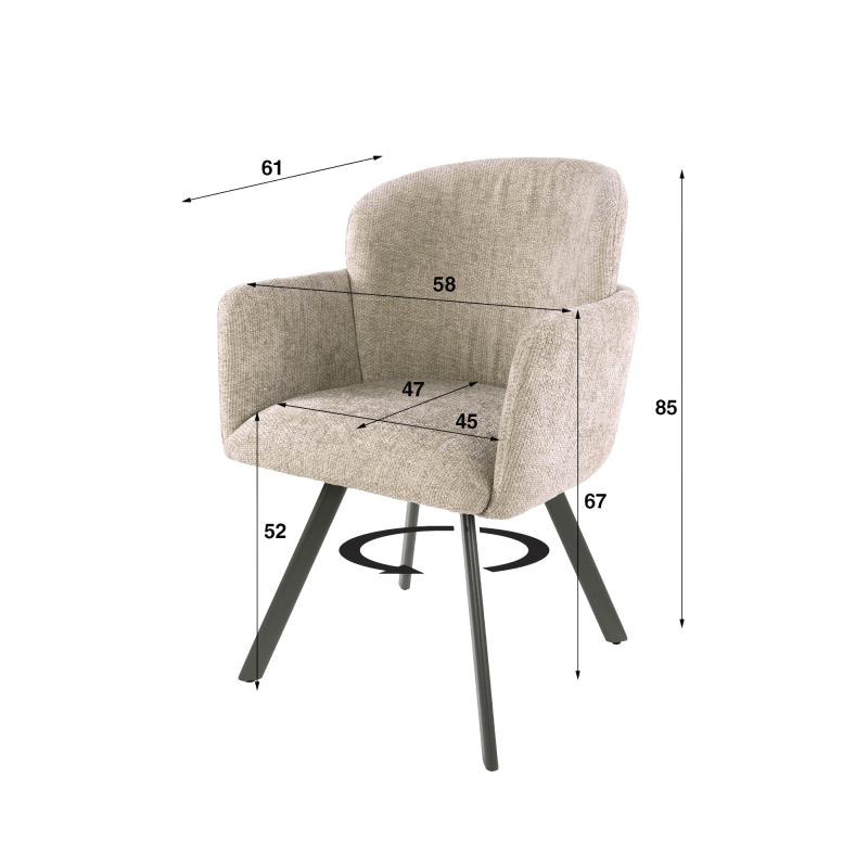 Fauteuil pivotant confortable pour salle à manger - Navi